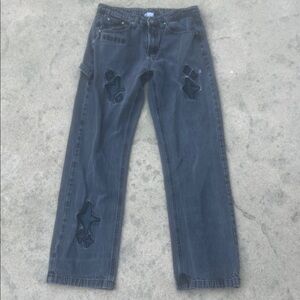 Broken Planet Washed Black Embroided Multi Star Patch Jeans Unisex Size 28/30